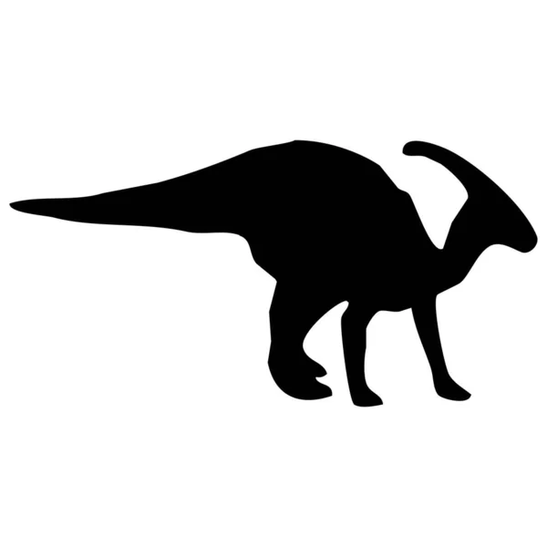 Bir Dinozorun Vektör Çizimi Beyaz Arkaplanda Siyah Bir Siluet — Stok Vektör