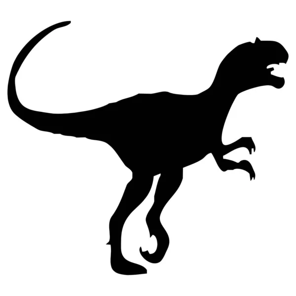 Векторная Иллюстрация Динозавра Черный Силуэт Белом Фоне — стоковый вектор