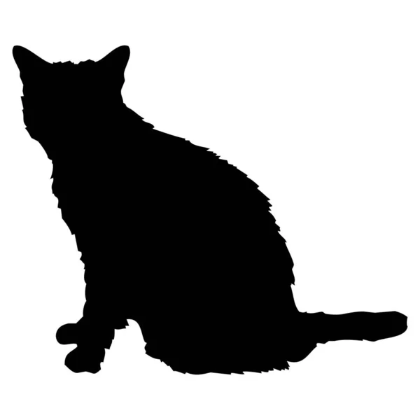 Vektoranimation Schwarze Silhouette Einer Katze Auf Weißem Hintergrund — Stockvektor