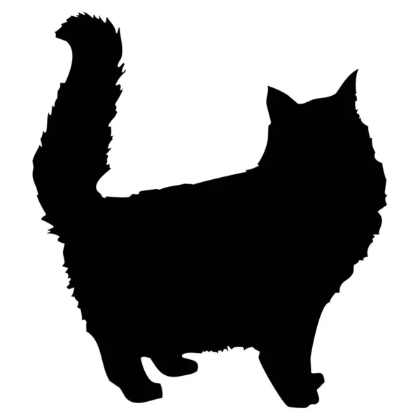 Vektoranimation Schwarze Silhouette Einer Katze Auf Weißem Hintergrund — Stockvektor