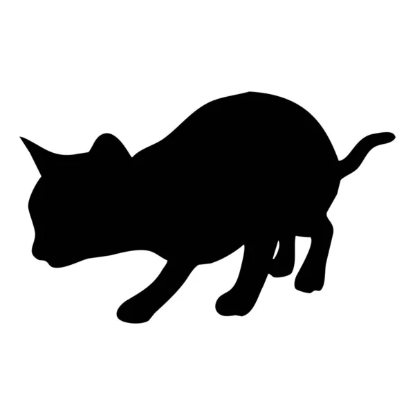 Illustrazione Animale Vettoriale Silhouette Nera Gatto Uno Sfondo Bianco — Vettoriale Stock