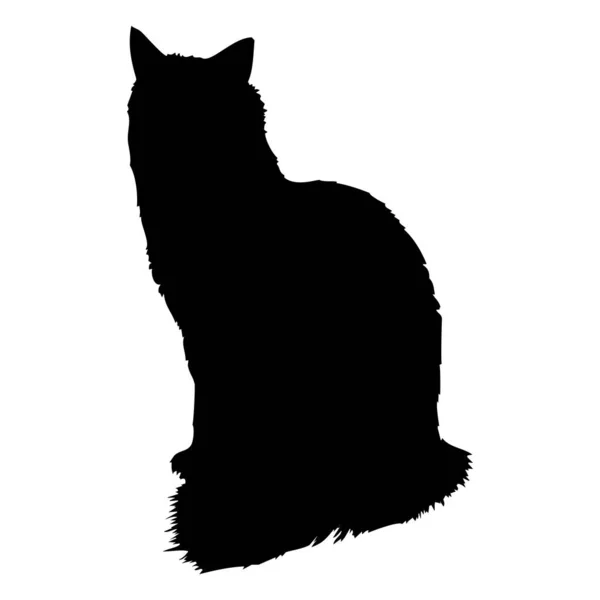 Vector Dierlijke Illustratie Zwart Silhouet Van Een Kat Een Witte — Stockvector