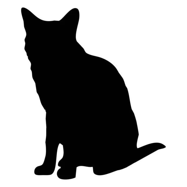 Векторні Ілюстрації Тварин Чорний Силует Кота Білому Тлі — стоковий вектор