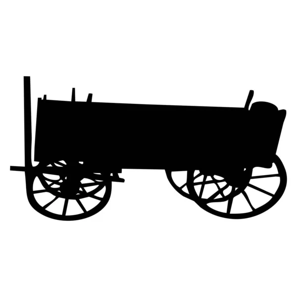 Vektorillustration Schwarzer Holzwagen Auf Weißem Hintergrund — Stockvektor