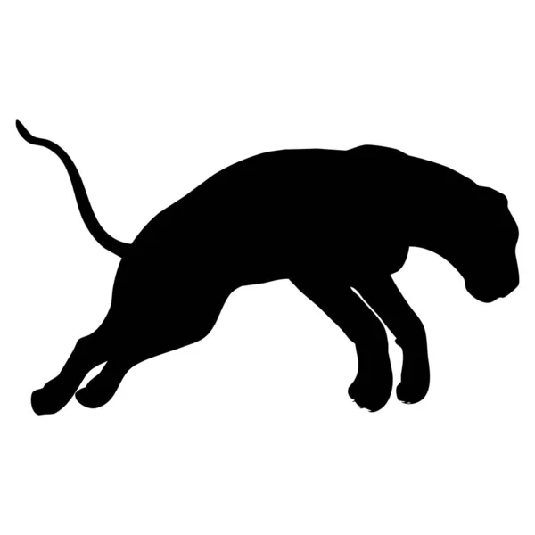 Ilustración Animal Vectorial León Negro Sobre Fondo Blanco — Vector de stock