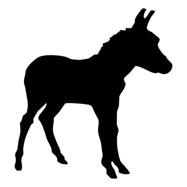 Ilustración Animal Vectorial Burro Negro Sobre Fondo Blanco — Archivo Imágenes Vectoriales