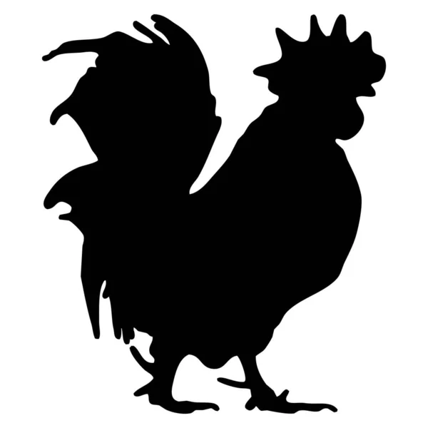 Vector Illustration Birds Black Rooster White Background — Stock Vector
