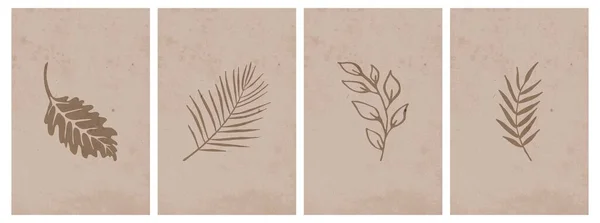 植物のポスターのセット 現代美術のポスター カバー ミニマリストと自然壁のアートのための抽象的なパターン — ストックベクタ