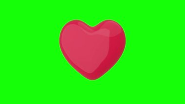 4K 3D Kırmızı Kalp Canlandırması Yeşil Ekran 'da Yavaşça Döndür
