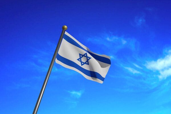 3D Rendered image. Flag of Israel waving in the wind.