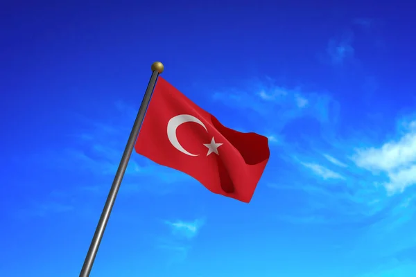 Rendered Image Flag Turkey Waving Wind — 스톡 사진