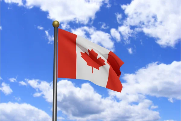 Imagem Renderizada Bandeira Canadá Acenando Vento — Fotografia de Stock