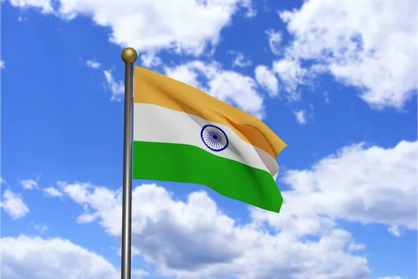 Vykreslený Obrázek Indická Vlajka Vlnící Větru — Stock fotografie
