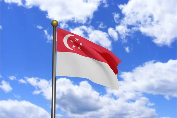 Imagem Renderizada Bandeira Singapura Acenando Vento — Fotografia de Stock