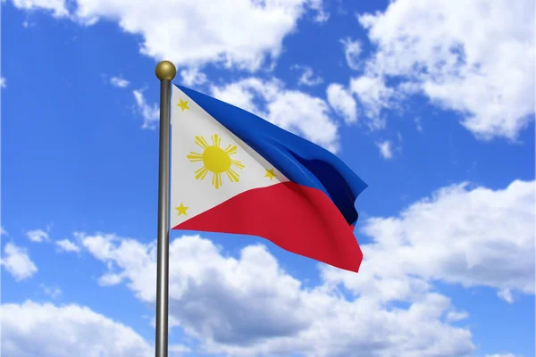 3 boyutlu oluşturulmuş görüntü. Filipinler bayrağı rüzgarda dalgalanıyor.