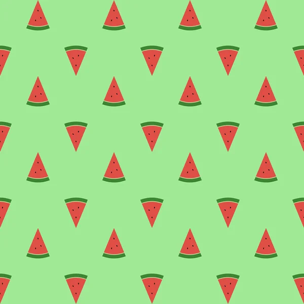 Seamless Pattern Water Melon Slices Isolated Green Background — Stock Photo, Image