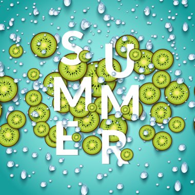 Kivi dilimleri ve maden suyu ile yaz kartı.