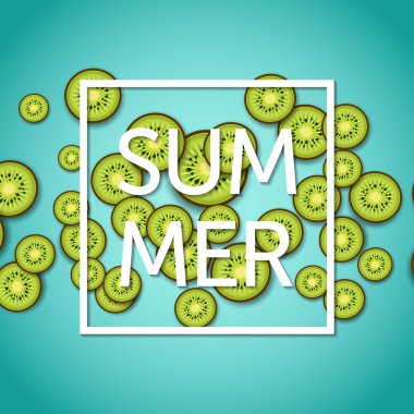 Kivi dilimleri ve maden suyu ile yaz kartı.