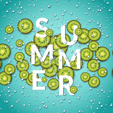 Kivi dilimleri ve maden suyu ile yaz kartı.