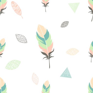 Dikişsiz desen aşiret tasarım öğeleri soluk renklerde.