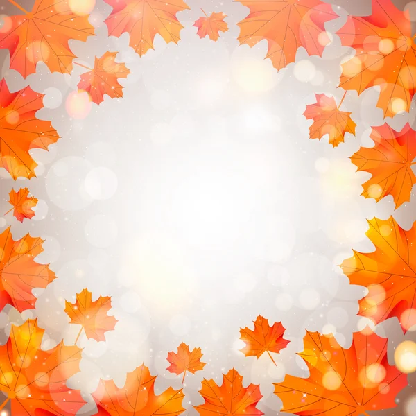 Joyeux modèle d'automne avec feuille d'érable orange sur fond gris — Image vectorielle