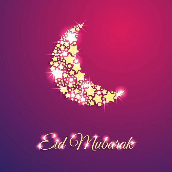 Muslim community festival, Eid Mubarak celebration greeting card decorated with golden stars and moon on background. Ramadan kareem. — Stock Vector