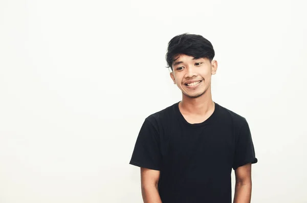 Portré Egy Fiatal Ázsiai Tinédzserről Üres Helyet Mutat Háttérben — Stock Fotó