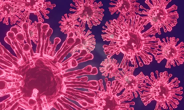 Vykreslování Mikroskopické Buňky Koronavirus 2019 Uzavírá Při Pohledu Mikroskopii Virových — Stock fotografie