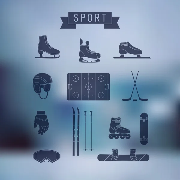 Zestaw ikon sportów zimowych w stylu linii. Ilustracja wektorowa. — Wektor stockowy