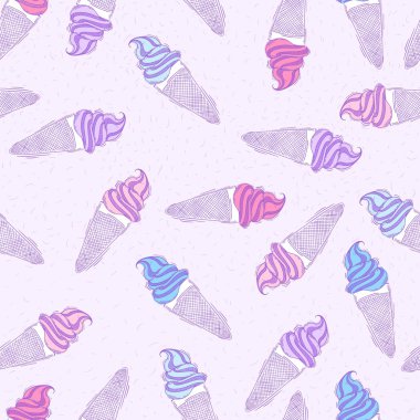 Dikişsiz desen dondurma. El çizimi. Vektör çizim
