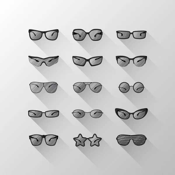 Ensemble de lunettes de soleil dans un style différent. Illustration vectorielle . — Image vectorielle