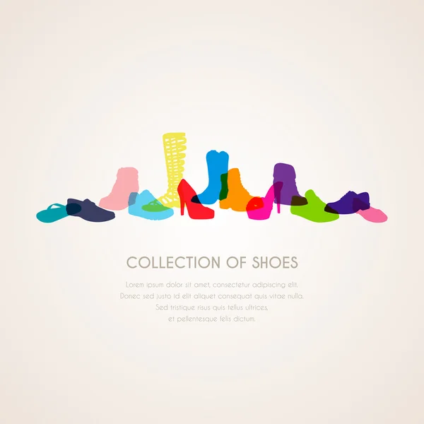 Сollection of shoes - Stok Vektor