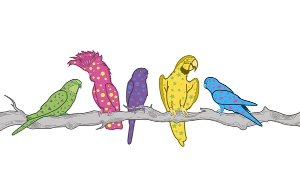 Loros en el árbol — Vector de stock