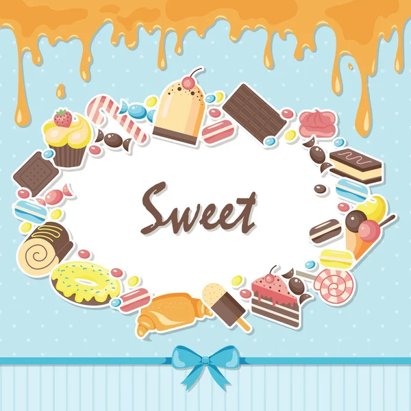 Sweets desserts frame — Stock Vector