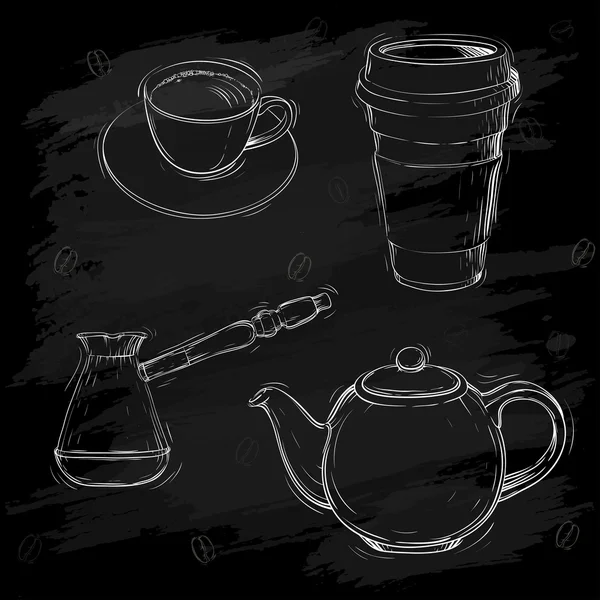 Kaffee und Tee-Set — Stockvektor