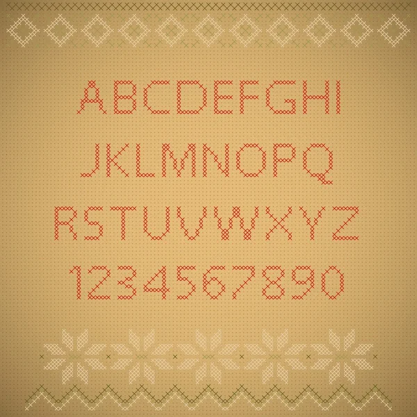 Arka plan nakış doku. İngilizce alfabe numaraları ile. Ve