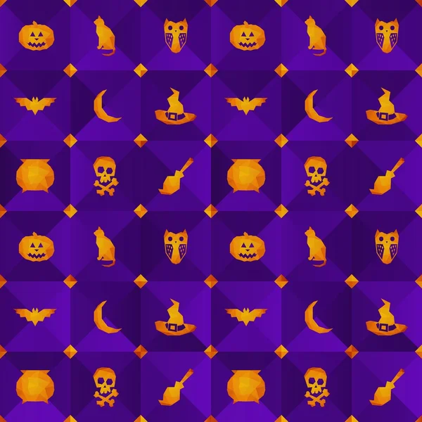 Halloween nahtlose Muster Hintergrund. Vektor im Low-Poly-Stil krank — Stockvektor