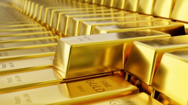 Altın arşivlerdeki altın külçeleri borsadaki altın ticaretinin finansal ve ekonomik başarısı kavramı, 3D