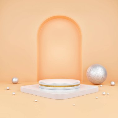 Markalaşma için soyut Soft geometrik şekil veya sahne arkaplanı, ürün sunumu podyum ürünü için modern minimalist modelleme paketleri. 3d illüstrasyon