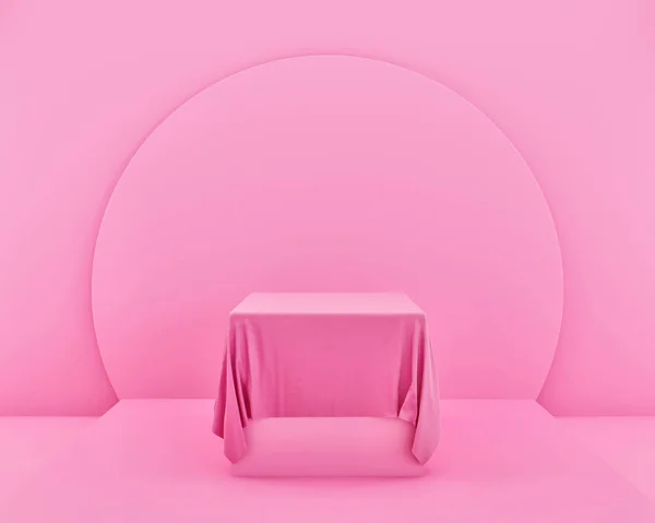 Absztrakt Rózsaszín Geometrikus Alak Modern Doboz Fabric Mockup Minimalista Mockup — Stock Fotó