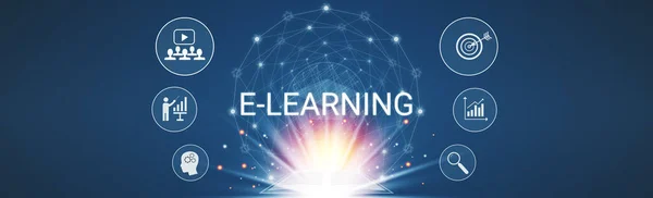 Learning Internet Tecnología Educativa Aprender Desde Casa Durante Nuevo Período —  Fotos de Stock