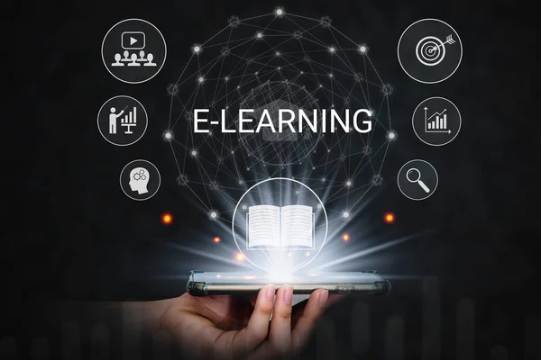 Dijital çağda, Bilgi Eğitimi ve Eğitim Semineri Kişisel Geliştirme ve Profesyonel Büyüme 'de e-öğrenme. Artan bilgi ve kişisel gelişim kavramları.