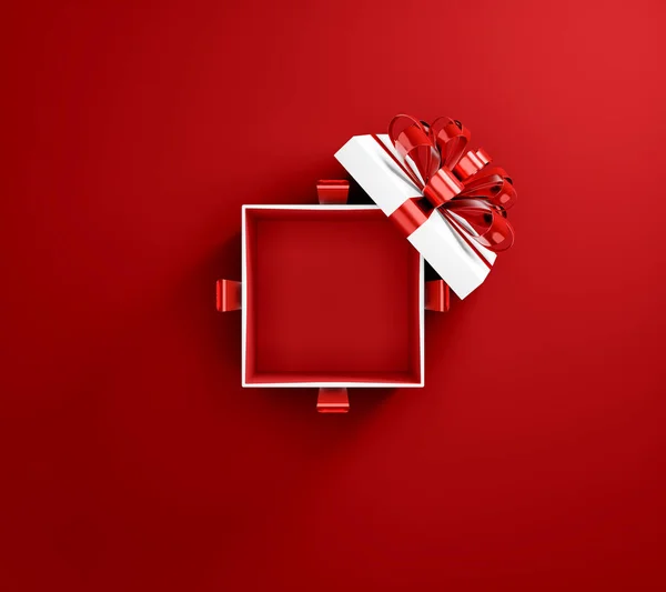 Red surprise gift boxes express love and care during Valentine\'s Day, Christmas and New Year season on red background, 3d rendering.