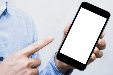 Telefonlar, herkesin her gün internette daha fazla kullandığı, iletişim kurduğu ve sattığı bir şey, beyaz ekran model şablonu.