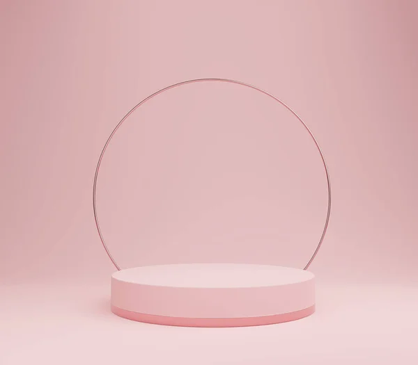 Pódium Rózsaszín Pasztell Háttér Mock Minimális Jelenet Kijelző Termék Bemutatása — Stock Fotó