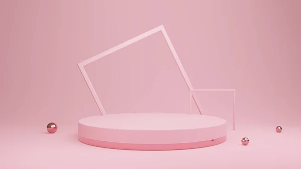 Absztrakt Rózsaszín Szín Geometrikus Alakzat Háttér Modern Minimalista Mockup Dobogóra — Stock Fotó