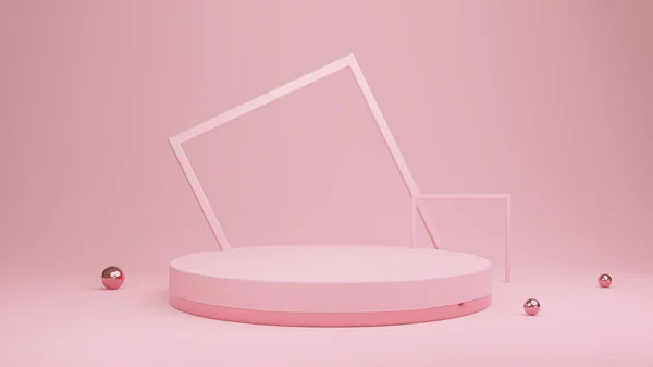 Soyut pembe renk geometrik arkaplan, podyum ürün sunumu veya gösterimi için modern minimalist model, 3D görüntüleme 