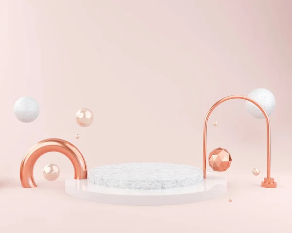 Podyum görüntüleme veya vitrin sunumu için soyut pembe arkaplan modeli, kozmetik modelleme, 3D görüntüleme
