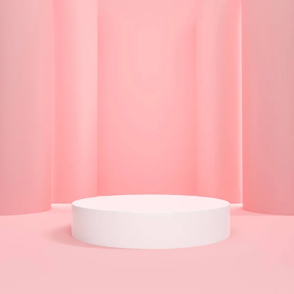 Kozmetik podyum pembe pastel arkaplan Minimal sahne görüntüleme ürün sunumu veya platform ürün şablonu konsepti, 3d oluşturma 