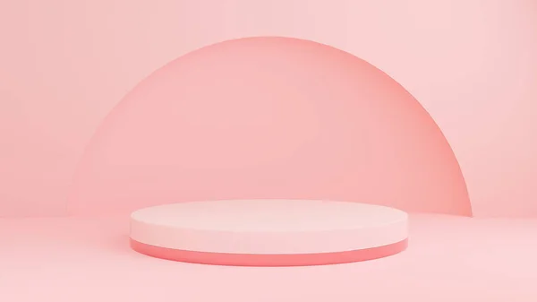 Podyum pembe pastel arkaplan, Mockup Minimal sahne görüntüsü, kozmetik ürünler sunumu veya platform şablonu konsepti, 3D görüntüleme